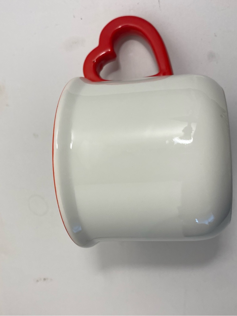 White vintage Ceramic Mug with Red Heart Handle - Home Accents